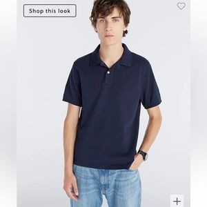 J. Crew navy blue short sleeve Bowery Egyptian cotton polo shirt size L